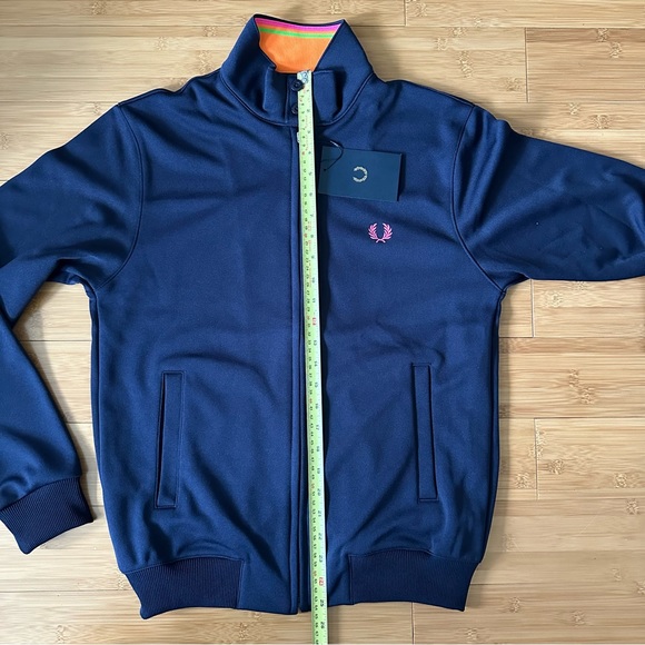New FRED PERRY Made In Japan Stand Collar Neck Track Jacket S Navy Pink Laurel - Picture 7 of 16